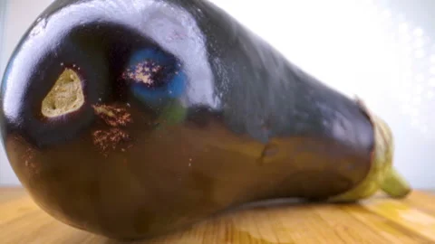 The back of the eggplant on the table Stock Footage 135700991