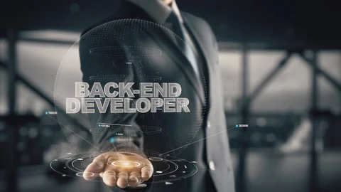 Back-End Developer with hologram businessman concept 動画素材 104109953