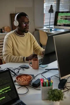 Back End Developer Reviewing Code Stock Photos