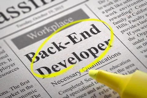 Back-End Developer Vacancy in Newspaper. Stock Illustration