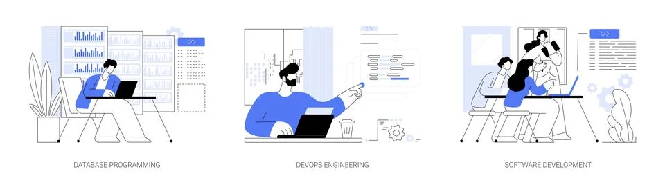 Back end development abstract concept vector illustrations. イラスト素材