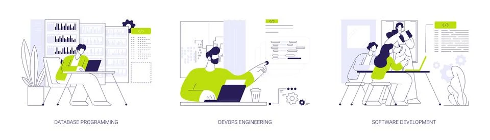 Back end development abstract concept vector illustrations. Stockillustratie