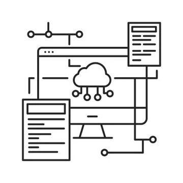 Back-end development black line icon. Refers to the server side of developmen 스톡 일러스트