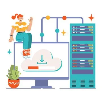 Back-end development. Coding, software engineering or programming Stock Illustration