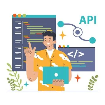 Back-end development. Coding, software engineering or programming Stock Illustration