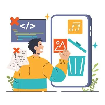 Back-end development. Coding, software engineering or programming Stock-Illustration