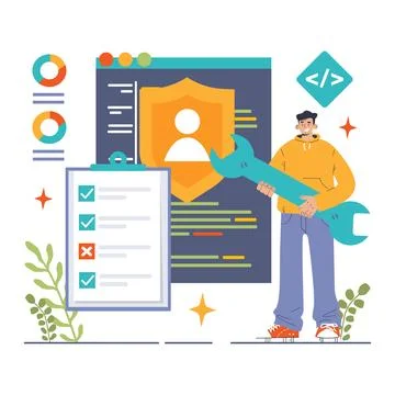 Back-end development. Coding, software engineering or programming Stockillustratie