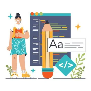 Back-end development. Coding, software engineering or programming Stock Illustration