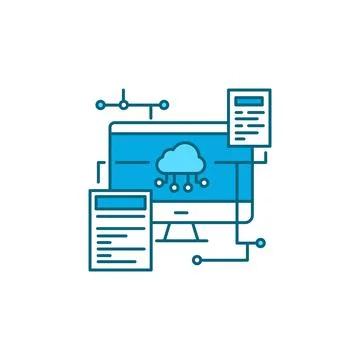 Back-end development color line icon. Server, an application, and a database. Stock Illustration