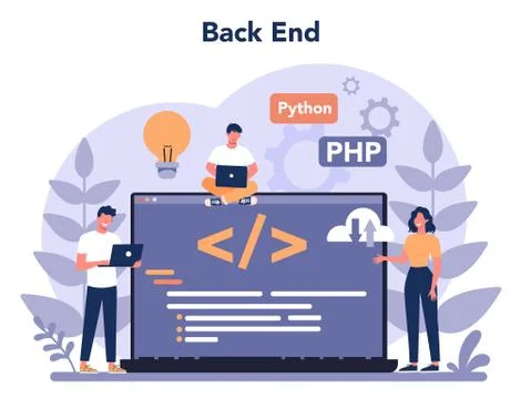 Back end development concept. Software development process. Stock Illustration