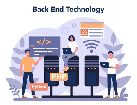 Back end development concept. Software development process. Stock Illustration