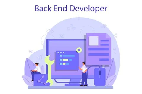 Back end development concept. Software development process. Stock Illustration