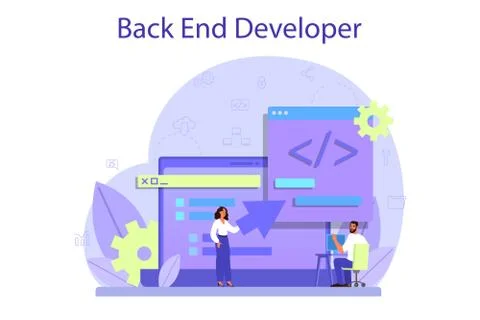 Back end development concept. Software development process. Stock Illustration