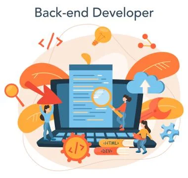 Back end development concept. Software development process. Stock Illustration