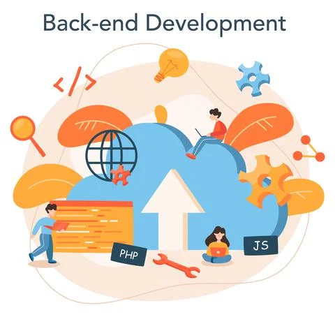 Back end development concept. Software development process. イラスト素材