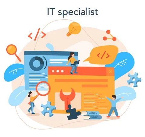 Back end development concept. Software development process. Stock Illustration