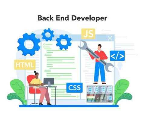 Back end development concept. Software development process Stock Illustration