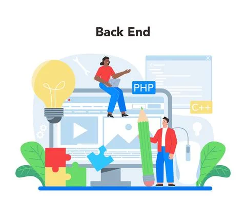 Back end development concept. Software development process Stock Illustration