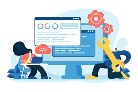 Back end development concept vector illustration Illustrazione stock