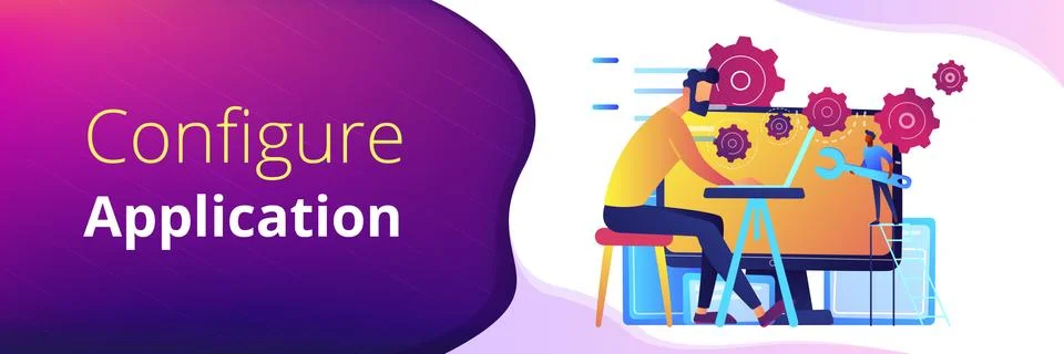 Back end development it header or footer banner 스톡 일러스트