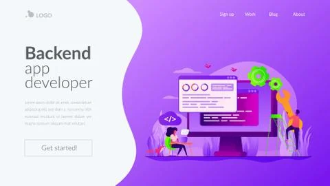 Back end development landing page template イラスト素材