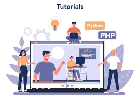 Back end development online service or platform. Software Illustrazione stock