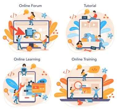 Back end development online service or platform set. Software Stock Illustration