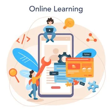 Back end development online service or platform. Software Stock Illustration