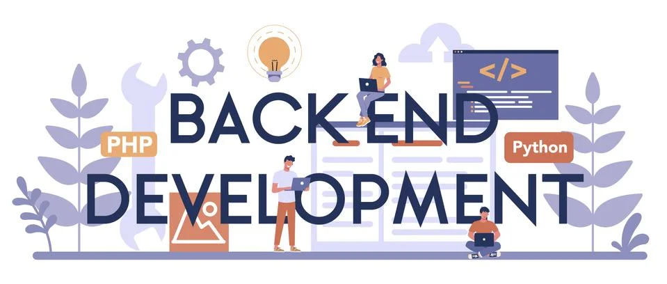 Back end development typographic header concept. Software Illustrazione stock
