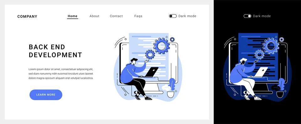 Back end development vector concept landing page. Stock Illustration