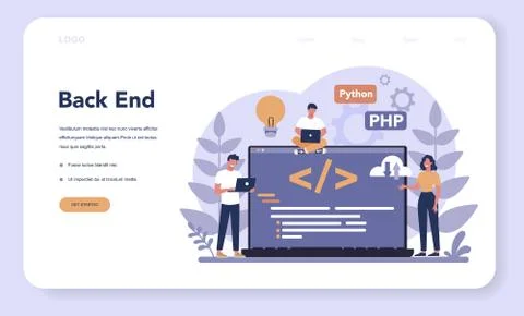 Back end development web banner or landing page. Software 스톡 일러스트