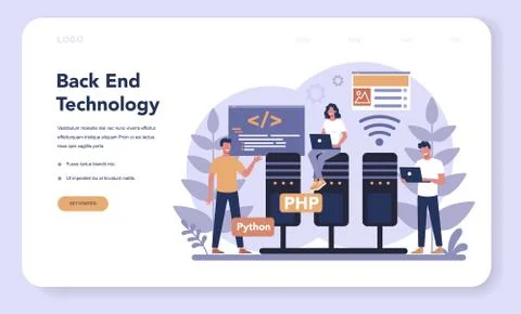 Back end development web banner or landing page. Software Stock Illustration
