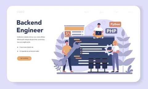 Back end development web banner or landing page. Software Stock Illustration