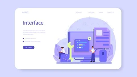 Back end development web banner or landing page. Software development Stock Illustration