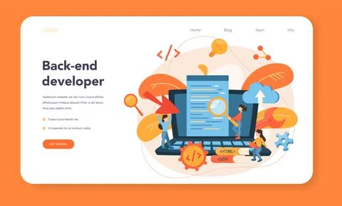 Back end development web banner or landing page. Software Illustrazione stock