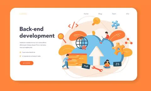 Back end development web banner or landing page. Software Stock Illustration