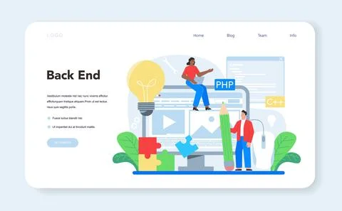 Back end development web banner or landing page. Software development Stock Illustration