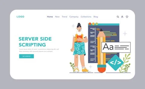 Back-end development web banner or landing page. Coding, software Stock Illustration