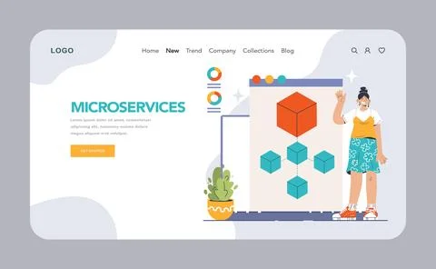 Back-end development web banner or landing page. Coding, software Stock Illustration