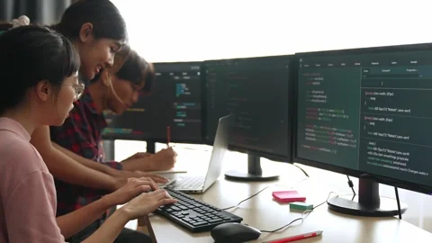 Back end software developer engineer writing code. Burgeoning Stock Footage 271025065