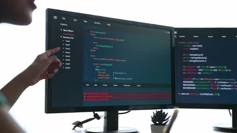 Back end software developer engineer writing code. Burgeoning Stock Footage 271375239