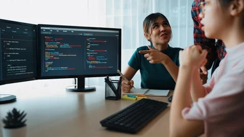 Back end software developer engineer writing code. Burgeoning Stock Footage 273196367