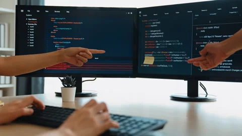 Back end software developer engineer writing code. Burgeoning Stock Footage 277156283