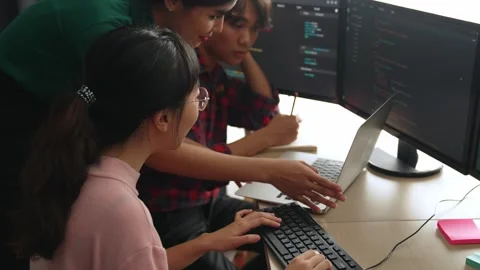 Back end software developer engineer writing code. Burgeoning Stock Footage 278127755