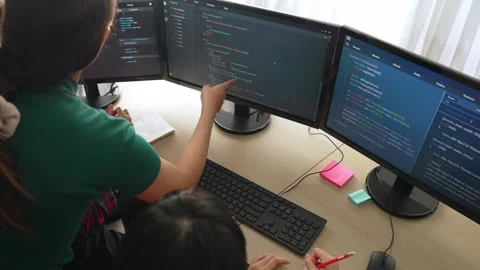 Back end software developer engineer writing code. Burgeoning Stock Footage 278484010