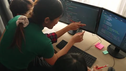 Back end software developer engineer writing code. Burgeoning Stock Footage 280934561