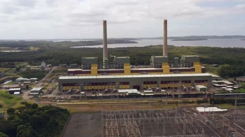 Back from Eraring Power plant electricity generation from termal coal 4k. Stock Footage 172222146