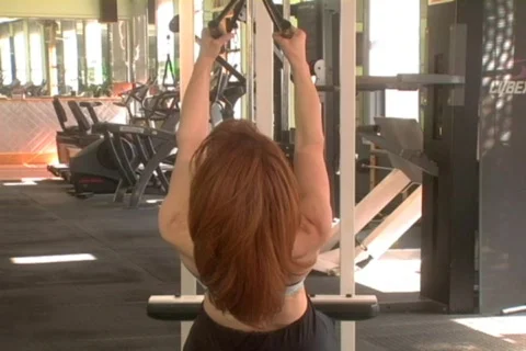 Back exercise on cable machine Stock Footage 266784