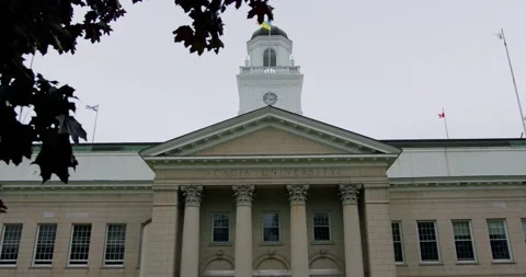 Back exit of the Acadia University in Wolfville, NS Stock Footage 205541734