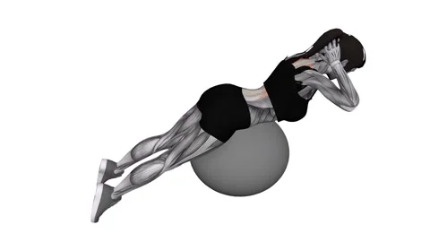 Back Extension on Exercise Ball female 1 fitness gym exercise workout animation  Video stock 247708296